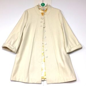 Vintage-Style A-Line Wool-Blend Coat, Size L